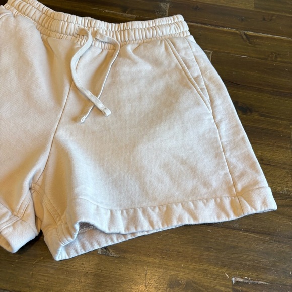 & Other Stories Cream Sweat Shorts Drawstring Pull On Stretch Khaki EU 36 - Picture 2 of 9